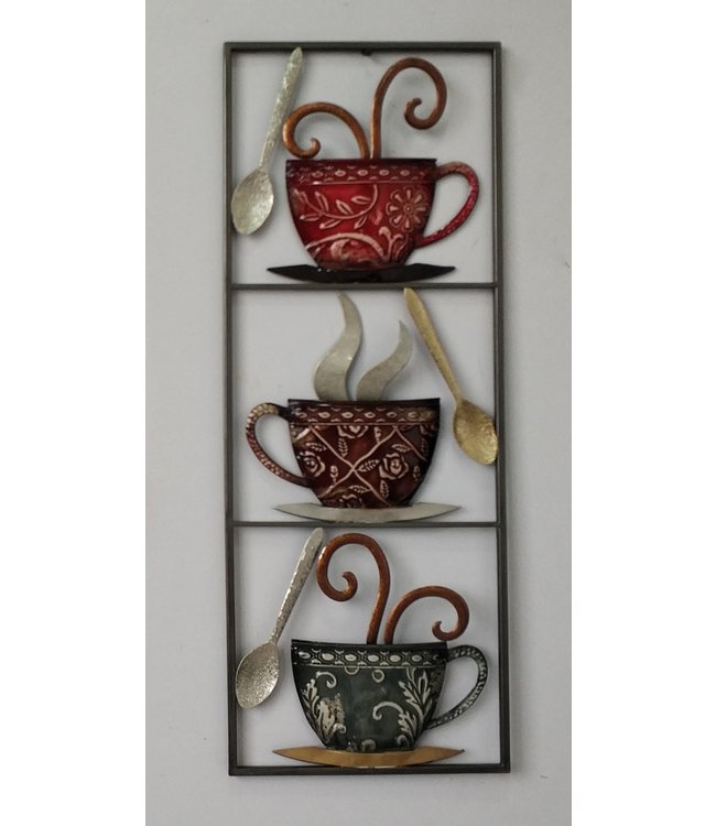 Metalen 3D wanddecoratie - Colourful Cups