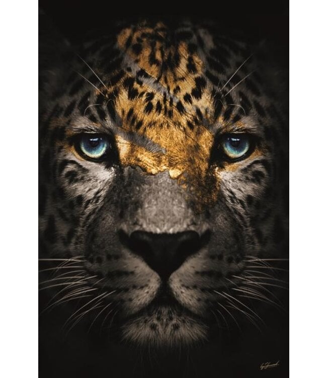 Glass art Glasschilderij - De Gouden Cheetah
