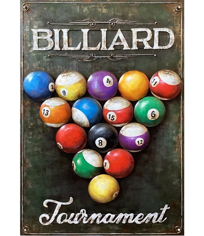 Metalen 3D schilderij - Biljart toernooi