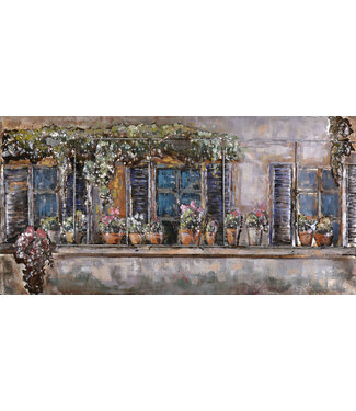 3D Art House of Flowers - Metalen 3D schilderij
