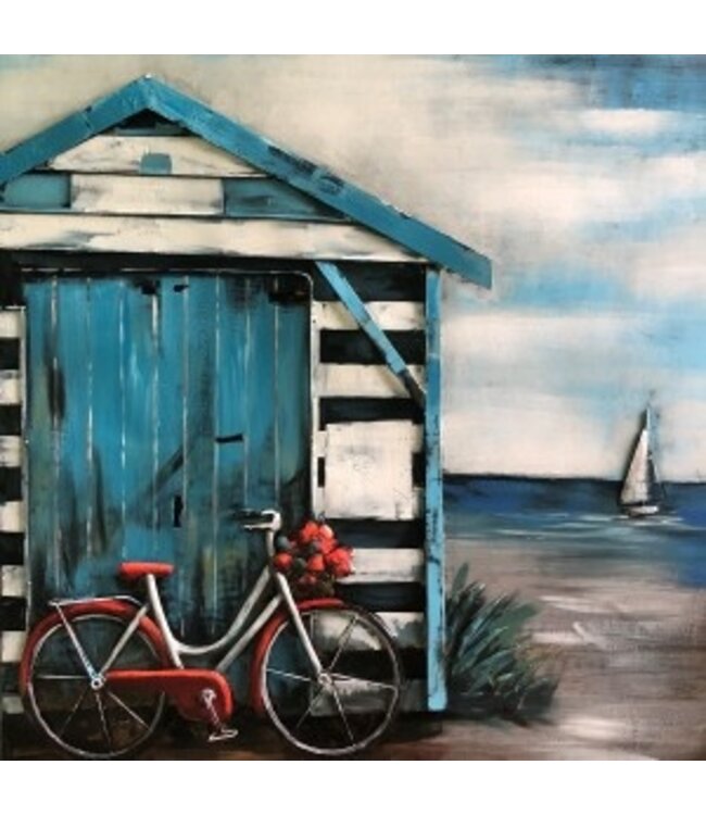 Metalen 3D schilderij - Strandhuisje