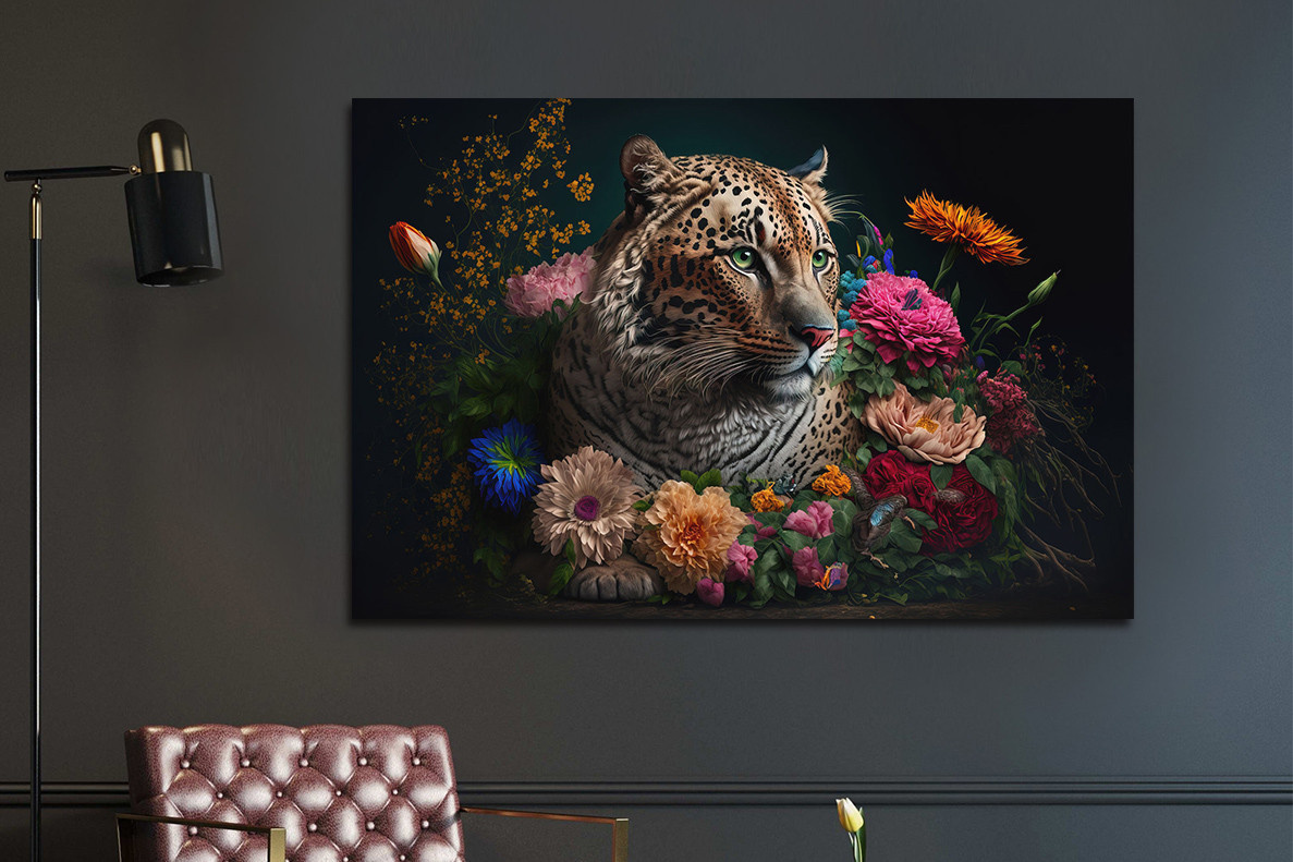 Glasschilderij Jungle luipaard - 116x78cm - Bont | Leen Bakker Glasschilderij Jungle luipaard - 116x78cm - Bont | Leen Bakker