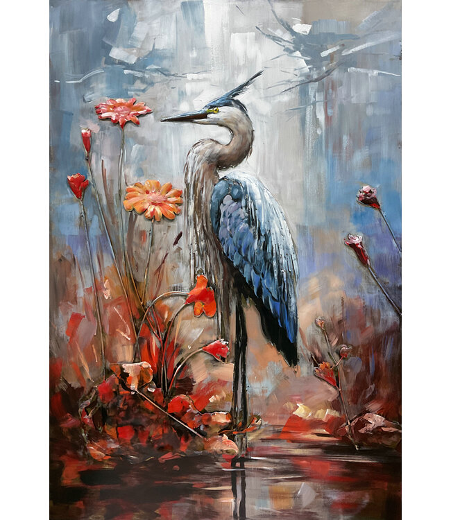 Metalen 3D schilderij - de Reiger