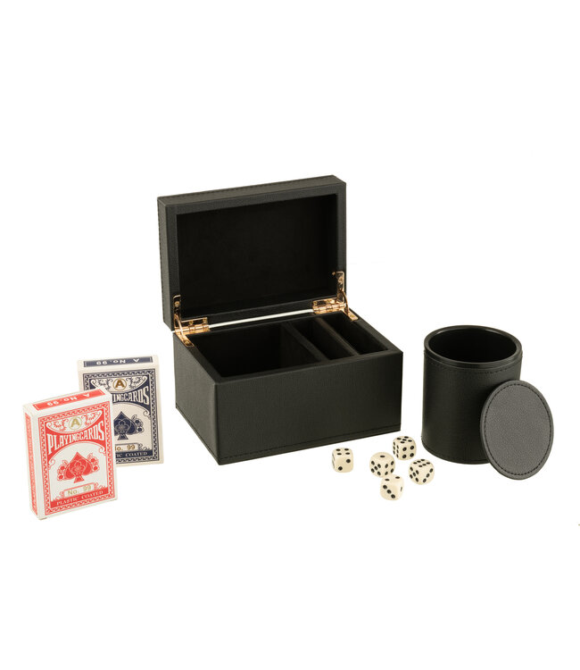 Box Card Game Fake Leather Black
