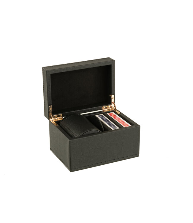 Box Card Game Fake Leather Black