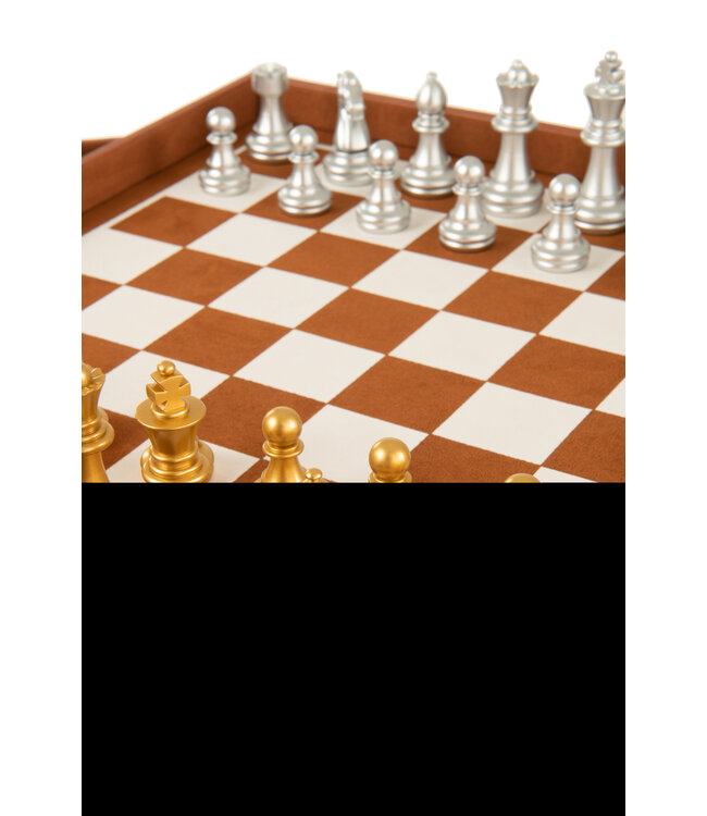 Box Card Game/Chess Game Fake Leather Cognac