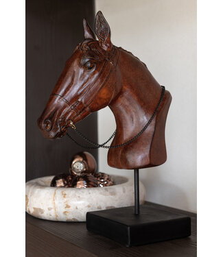 J-Line Horse Head On Stand Polyresin Dark Brown Small
