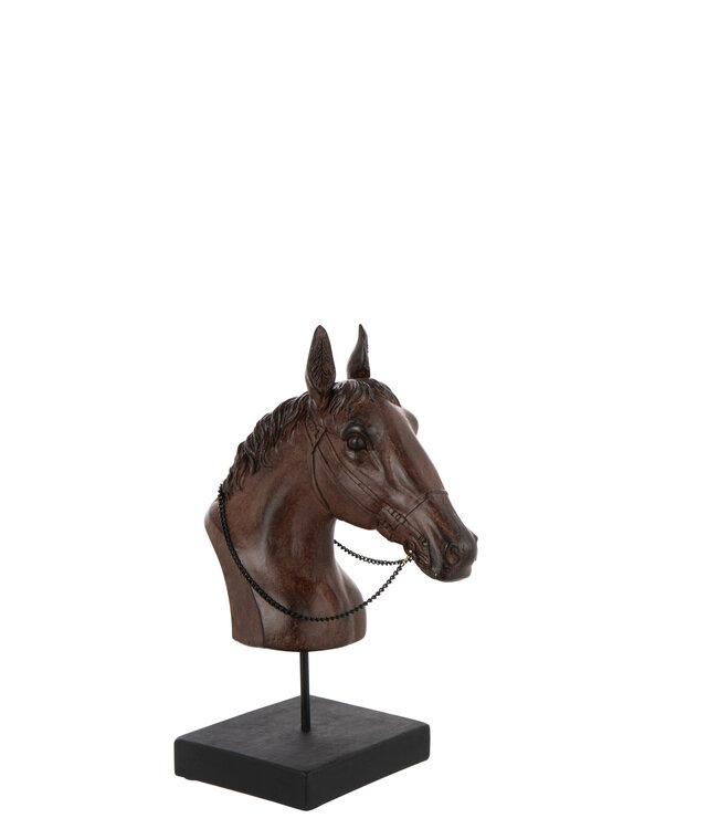Horse Head On Stand Polyresin Dark Brown Small