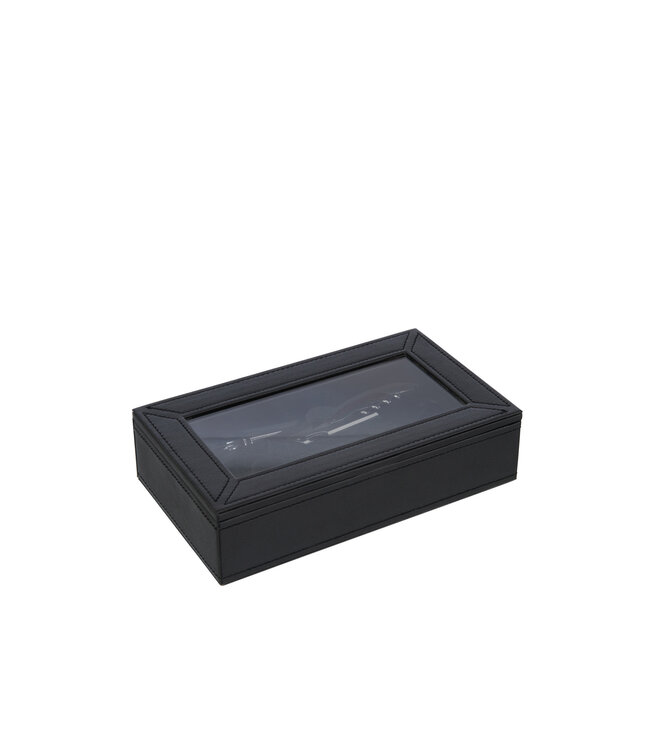 Box 6 Wine Accessories Fake Leather Black