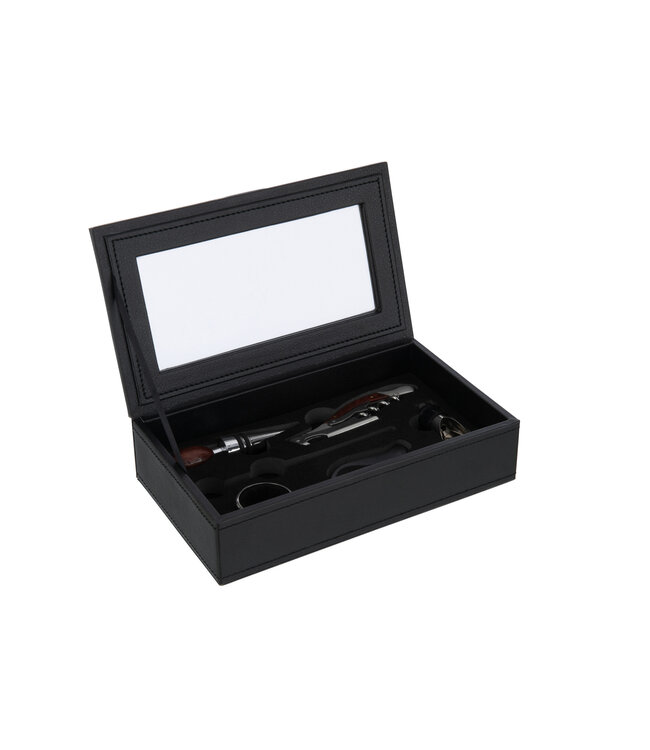 Box 6 Wine Accessories Fake Leather Black