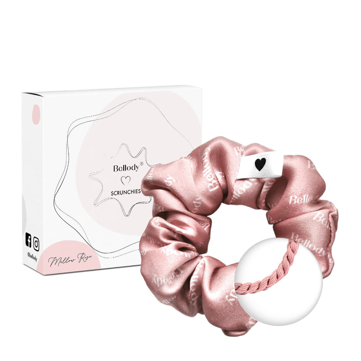 Scrunchie Haargummis Silk Met Logo - Rose - Beautykaufen.de