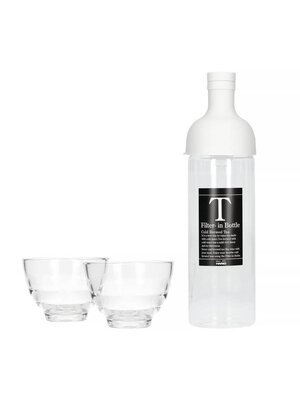 Hario Hario Filter-In Bottle Pale Grey + Yunomi Tea Glass Set - FIHU-2012-PGR-EX