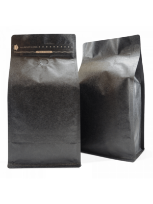 500g Box Bottom Bags With Rip Zip And Valve, Matt Black 500pcs