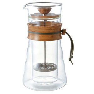 Hario Hario Cafe Press Double Glass - Olive Wood - 400ml