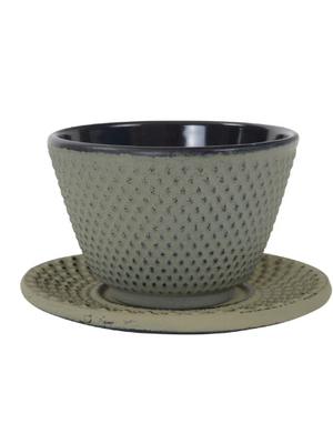 Green/Grey Teacup with plate 7x 5.5.cm 120 ml
