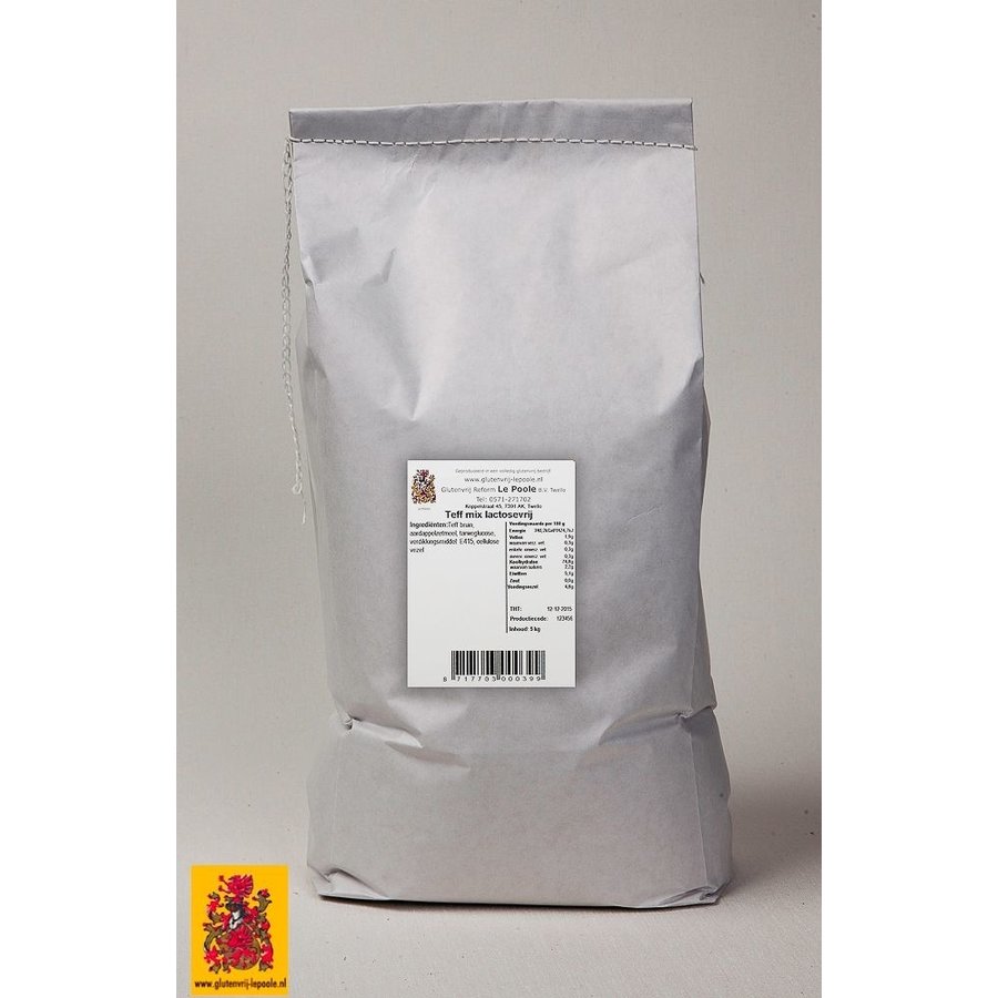 Teff mix lactosevrij- glutenvrije broodmix 5 kilo