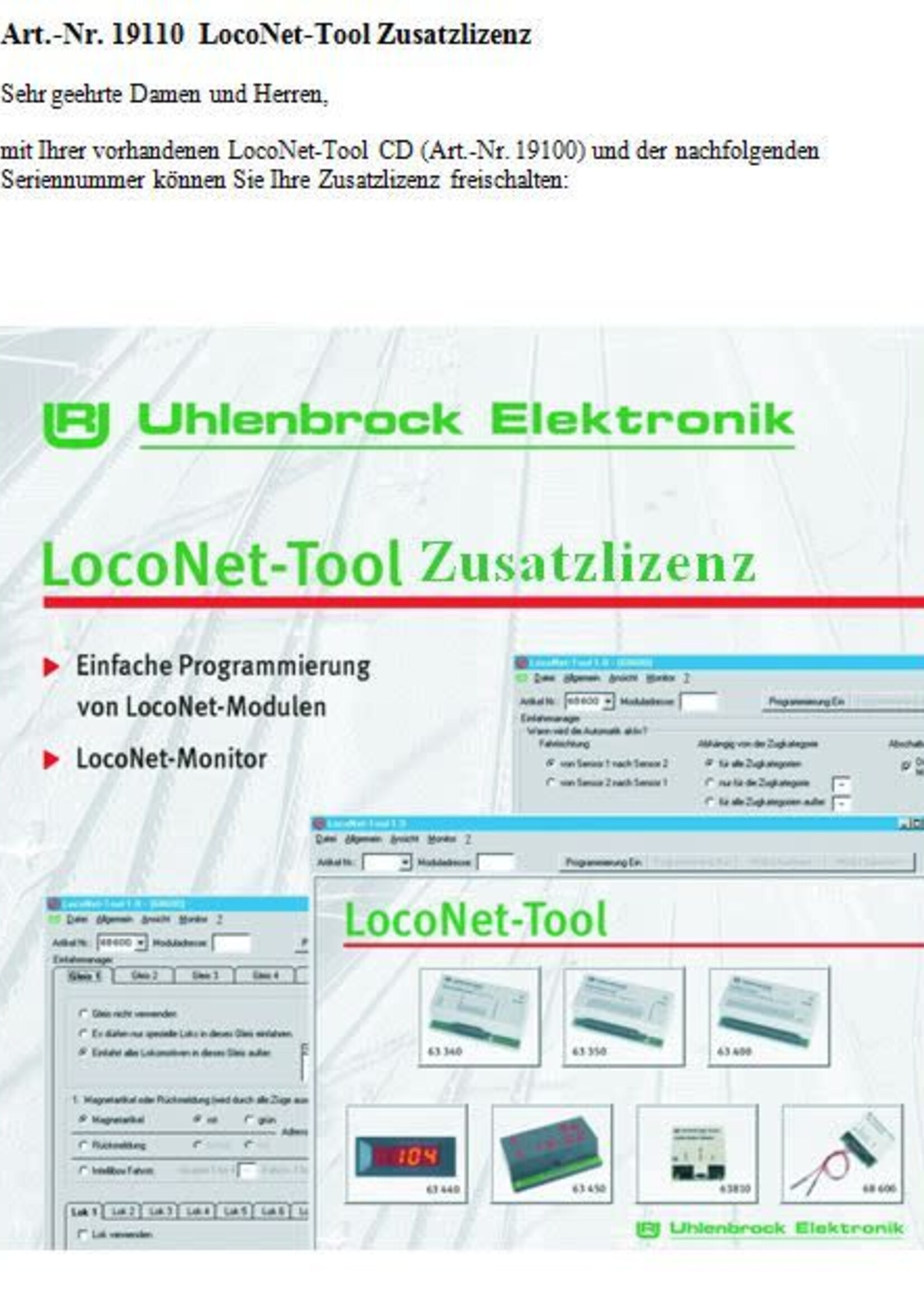UHLENBROCK Uhlenbrock 19110 license for Loconet