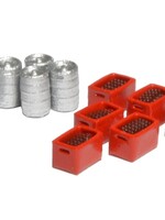 N-Train 6 beer barrels and 6 red boxes with brown bottles (212.43)