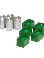 N-Train 6 beer kegs and 6 green boxes with green bottles (212.44)