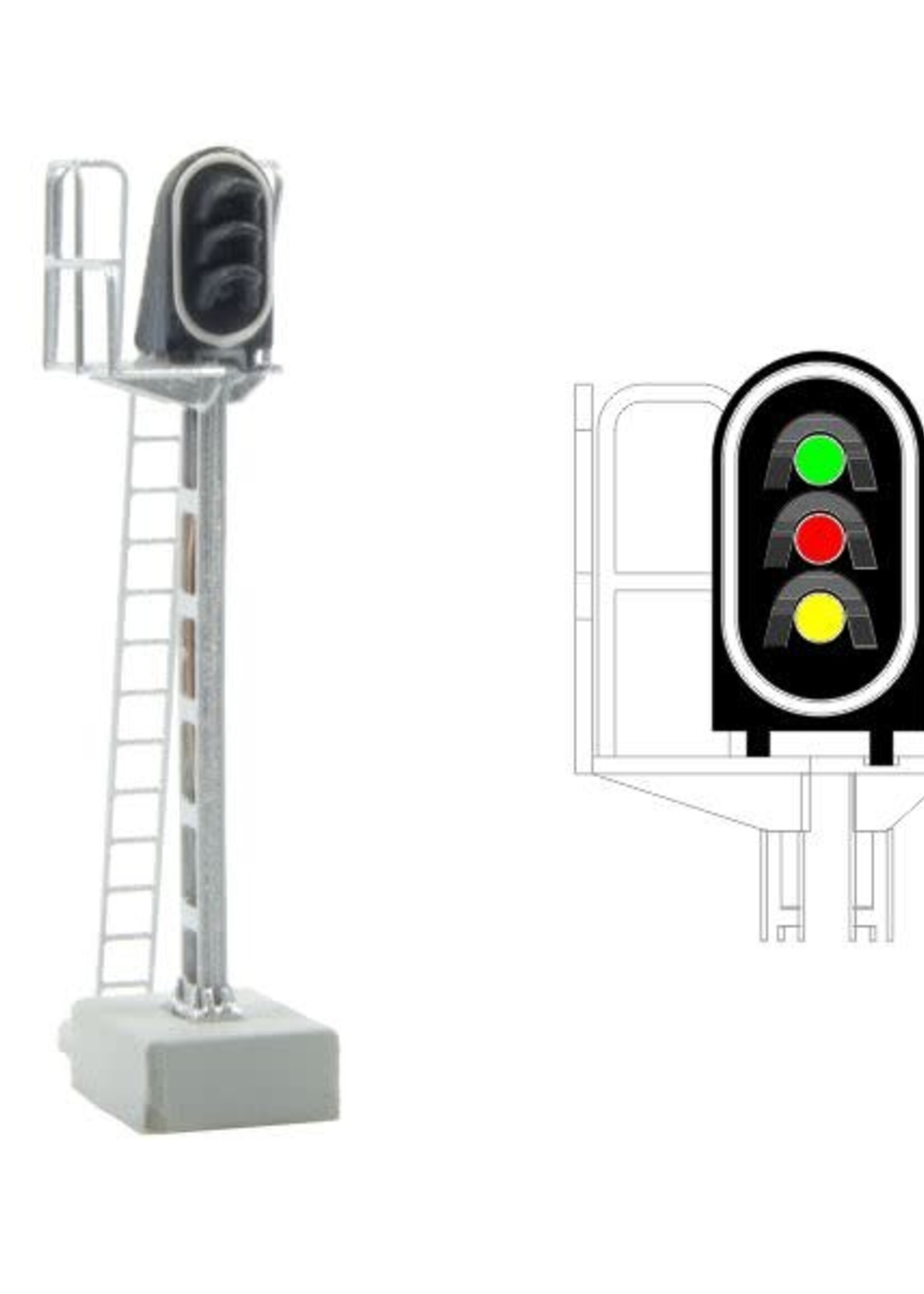 MAFEN SNCF - Main signal with 3 LEDs (green / red / yellow) (4132.03)