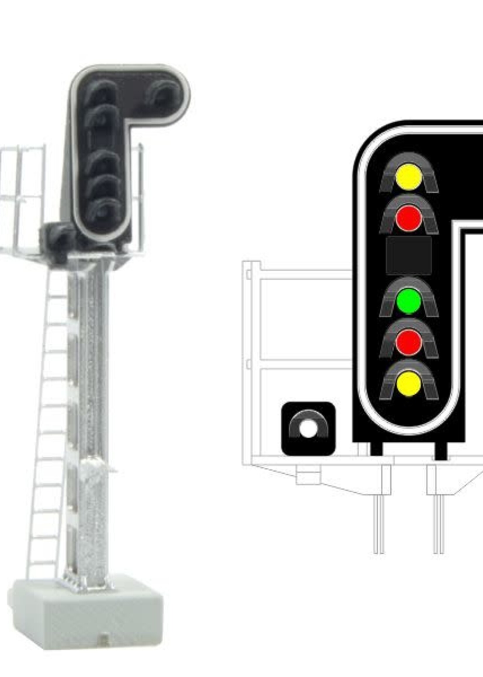 MAFEN MAFEN 413209 N SNCF - Hoofdsein met 7 LED's (dubbel geel/rood/groen/rood/geel/wit)