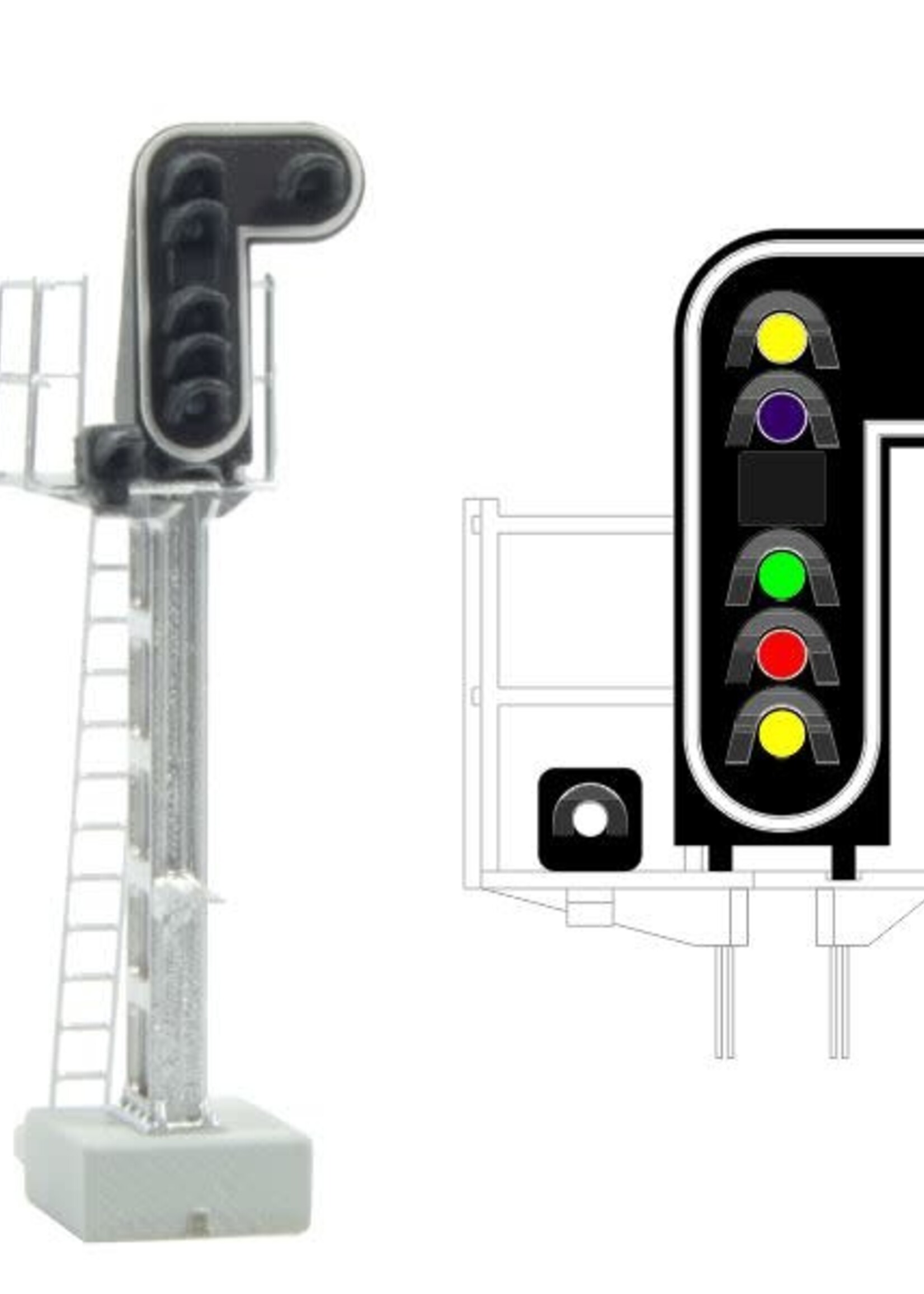 MAFEN MAFEN 413210 N SNCF - Hoofdsein met 7 LED's (dubbelgeel/paars/groen/rood/geel/wit)