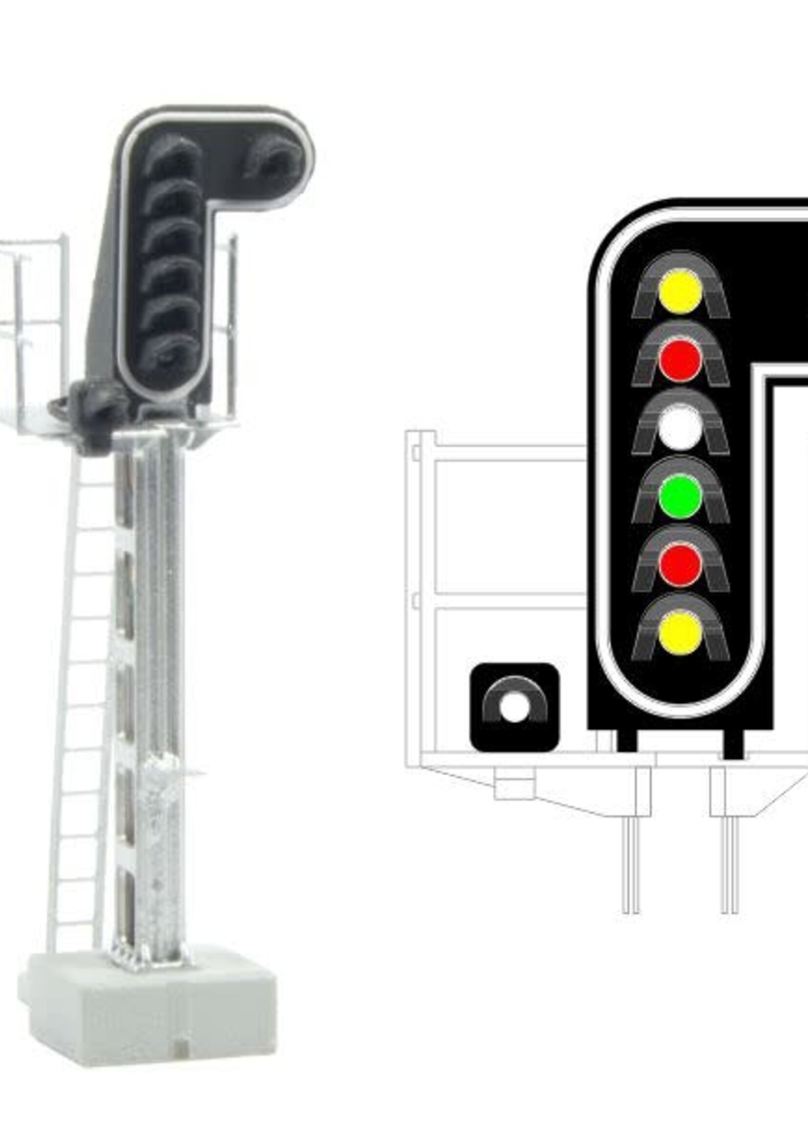 MAFEN MAFEN 413211 N SNCF - Hoofdsein met 8 LED's (dubbel geel/rood/wit/groen/rood/geel/wit)
