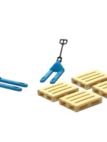 N-Train 87TRAIN 221028 H0 2 blauwe pallethefwagens en 2 europallets