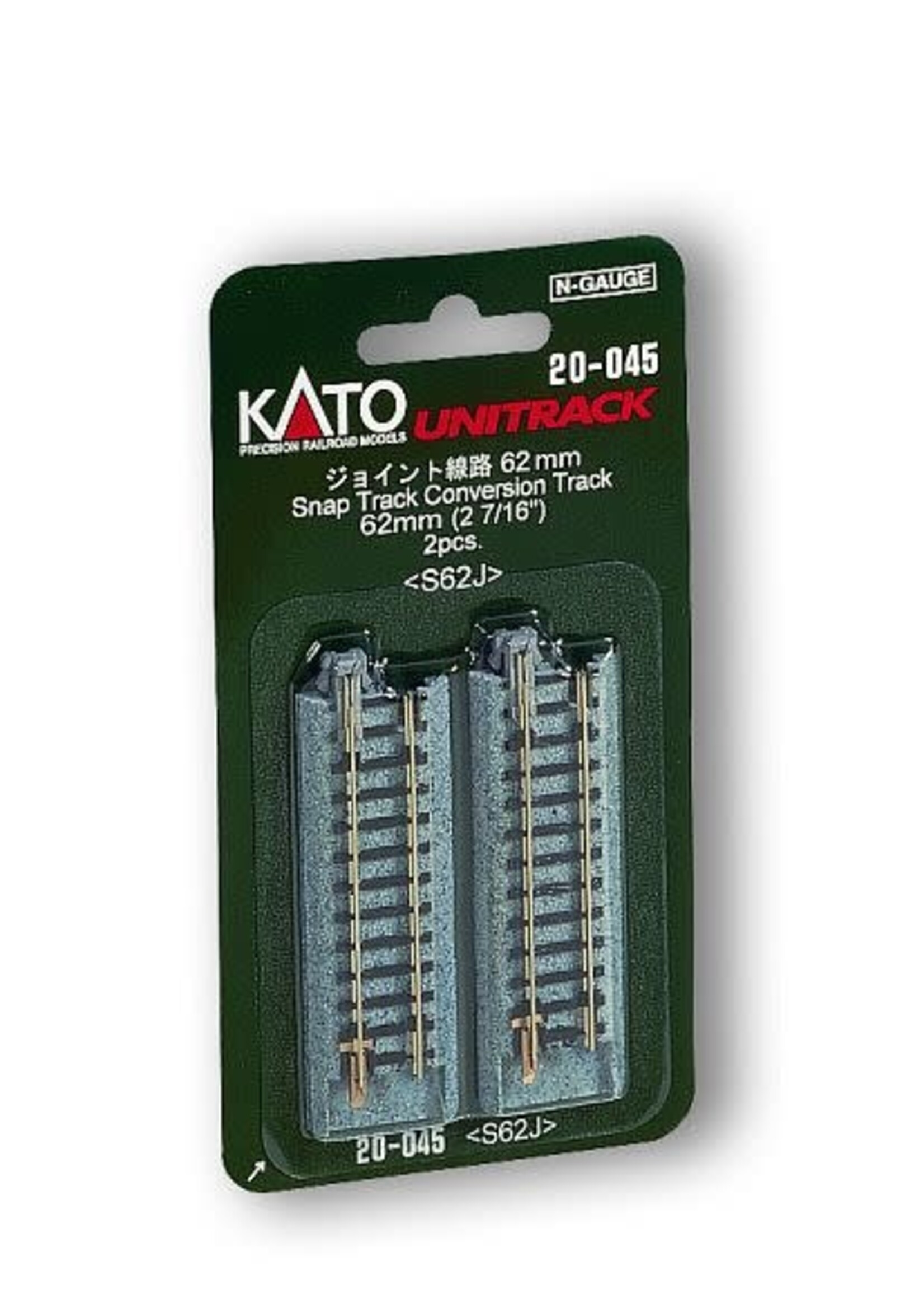 KATO KATO Übergangsgleis 2 St. zu Roco Fleischmann u. Minitrix 62 mm (7078012)