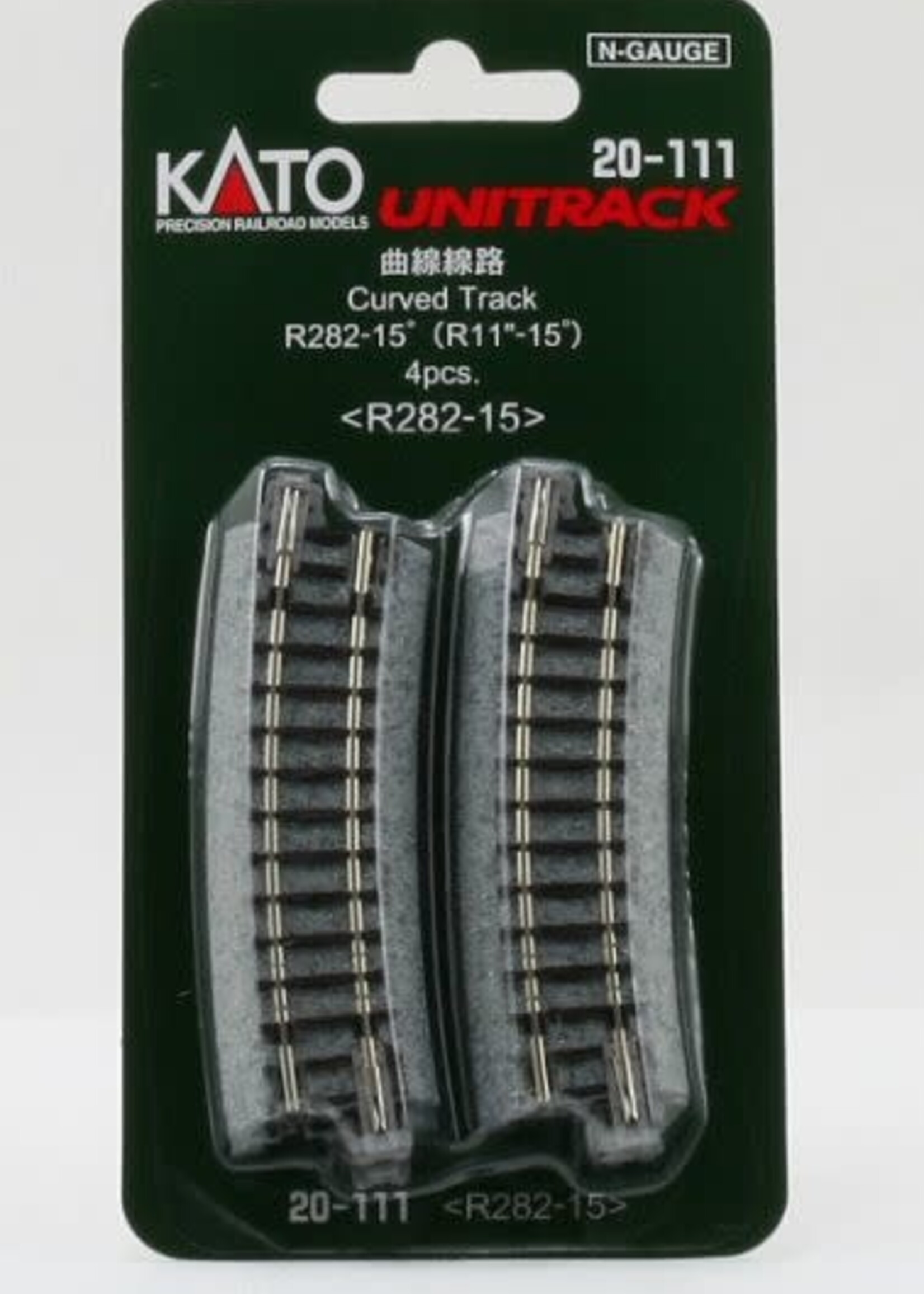KATO KATO Gleis gebogen R 282-15° 4 Stück im Blister (7078102)