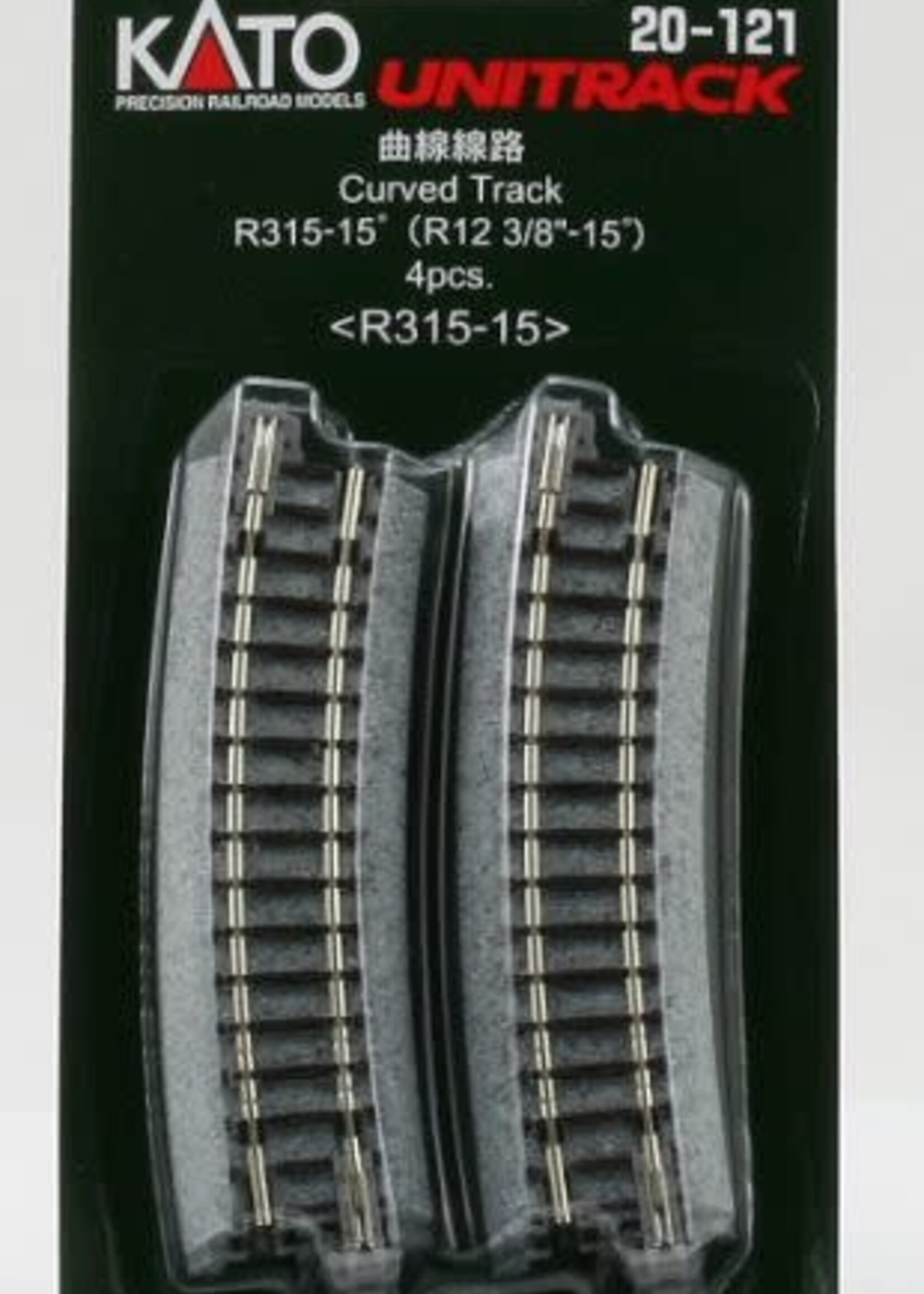 KATO KATO Gleis gebogen R 315-15° 4 Stück im Blister (7078104)