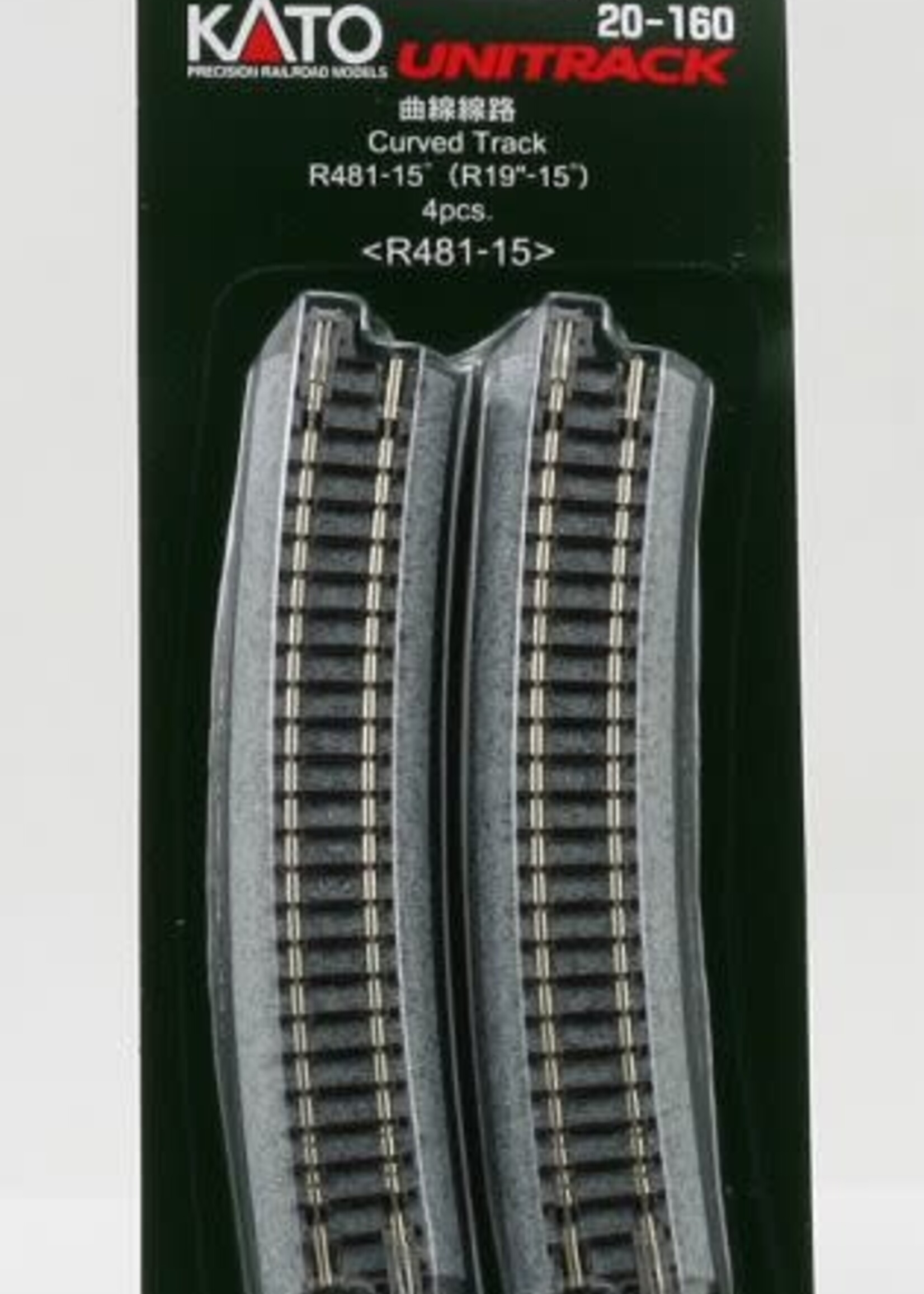 KATO KATO Gleis gebogen R 481-15° 4 Stück im Blister (7078109)