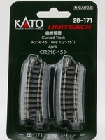 KATO KATO Gleis gebogen R 216-15° 4 Stück im Blister (7078113)