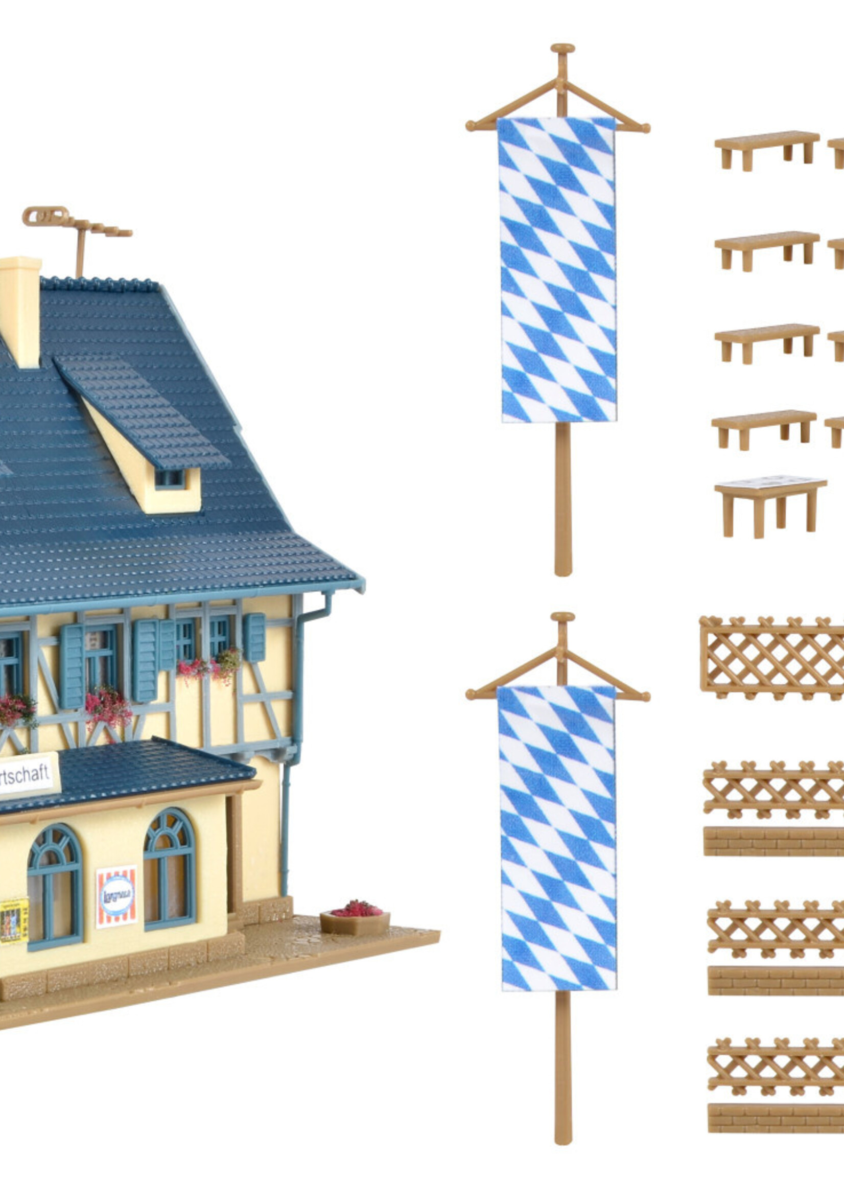 VOLLMER VOLLMER 47698 N Café-Bistro mit Inneneinrichtung undLED-Beleuchtung, Funktionsbausatz