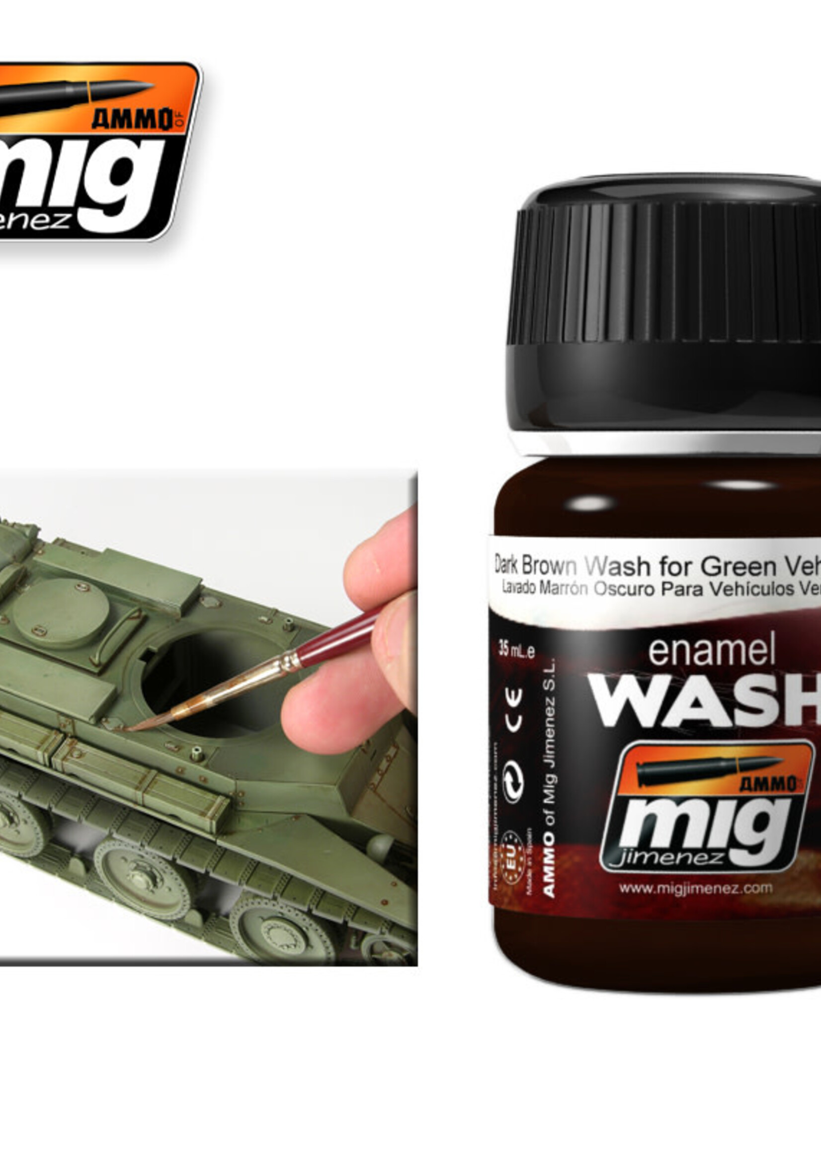 AMMO MIG AMMO MIG 1005 WASH DARK BROWN FOR GREEN VEHICLES JAR 35 ML