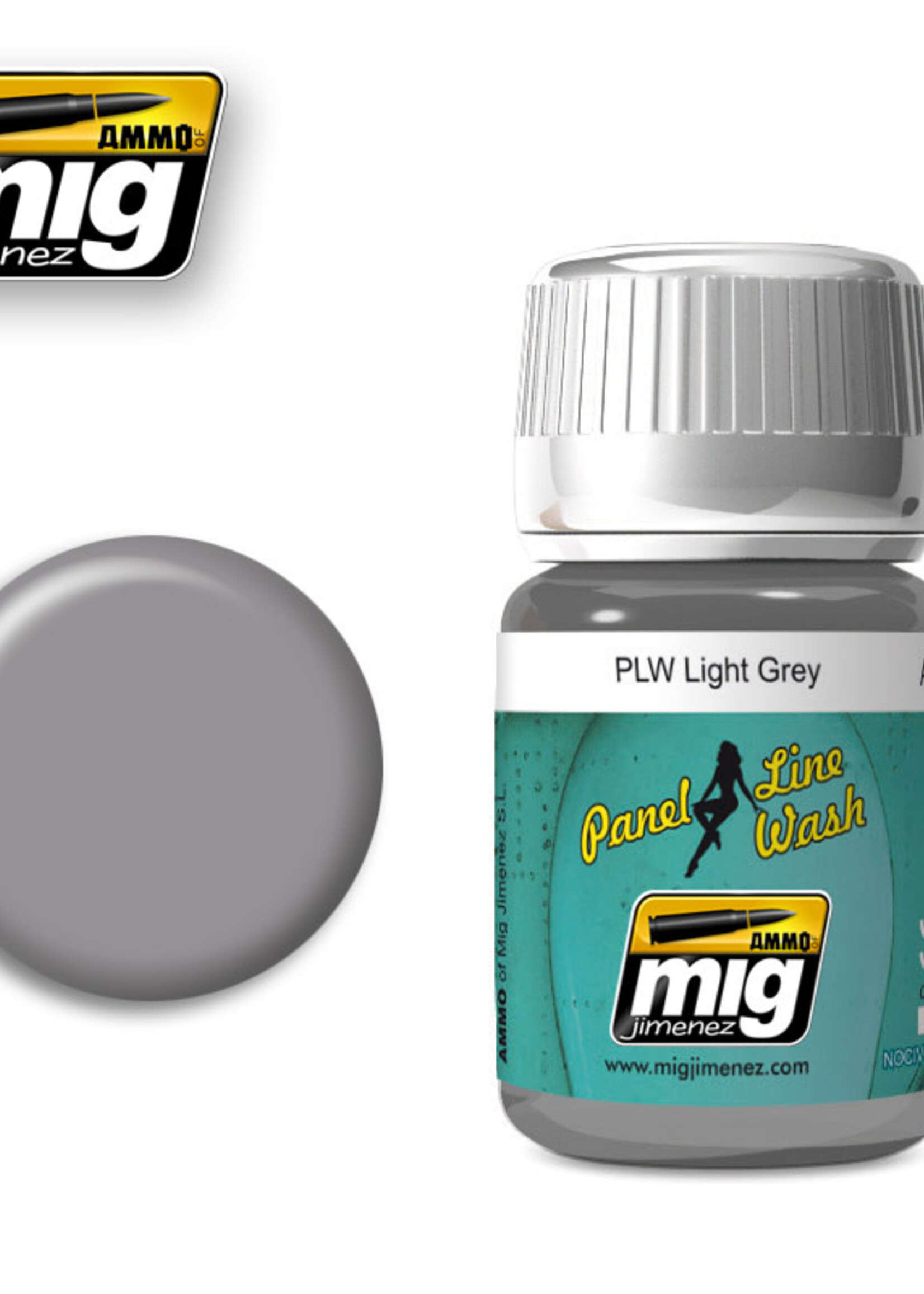 AMMO MIG AMMO MIG 1600 PANEL LINE WASH LIGHT GREY JAR 35 ML