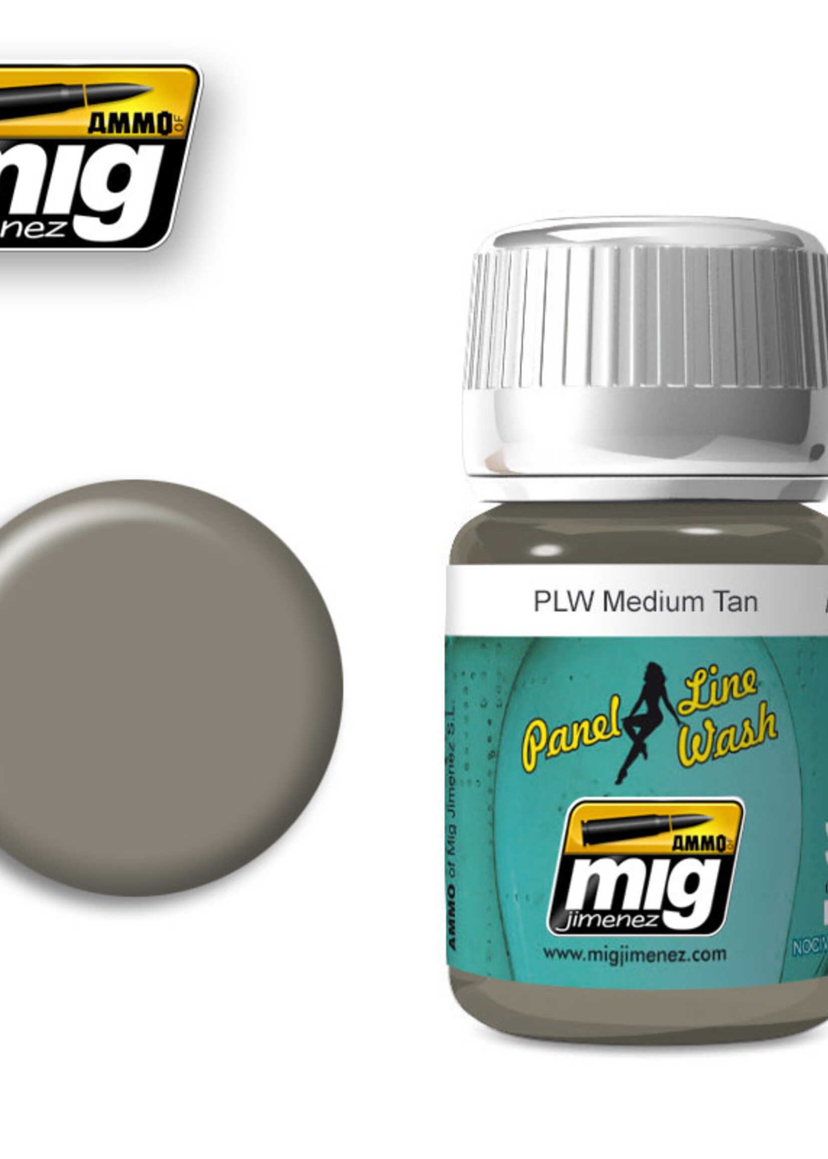 AMMO MIG AMMO MIG 1606 PANEL LINE WASH MEDIUM TAN JAR 35 ML