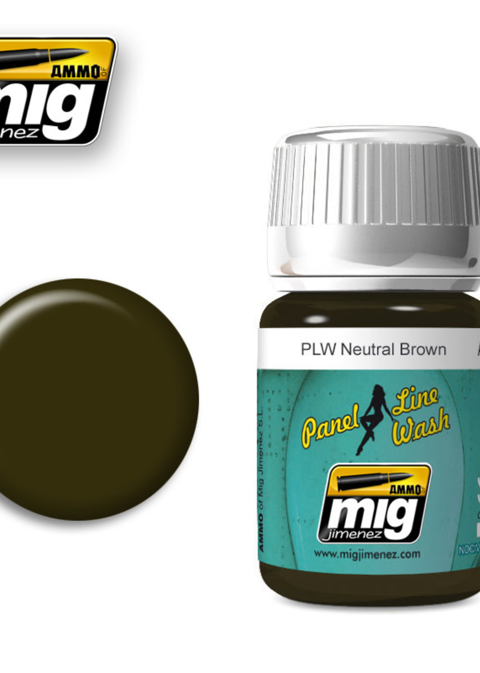AMMO MIG AMMO MIG 1614 PANEL LINE WASH NEUTRAL BROWN JAR 35 ML