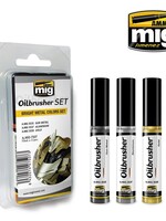 AMMO MIG AMMO MIG 7507 OILBRUSHER SET BRIGHT METAL COLOR 3 JARS 35 ML