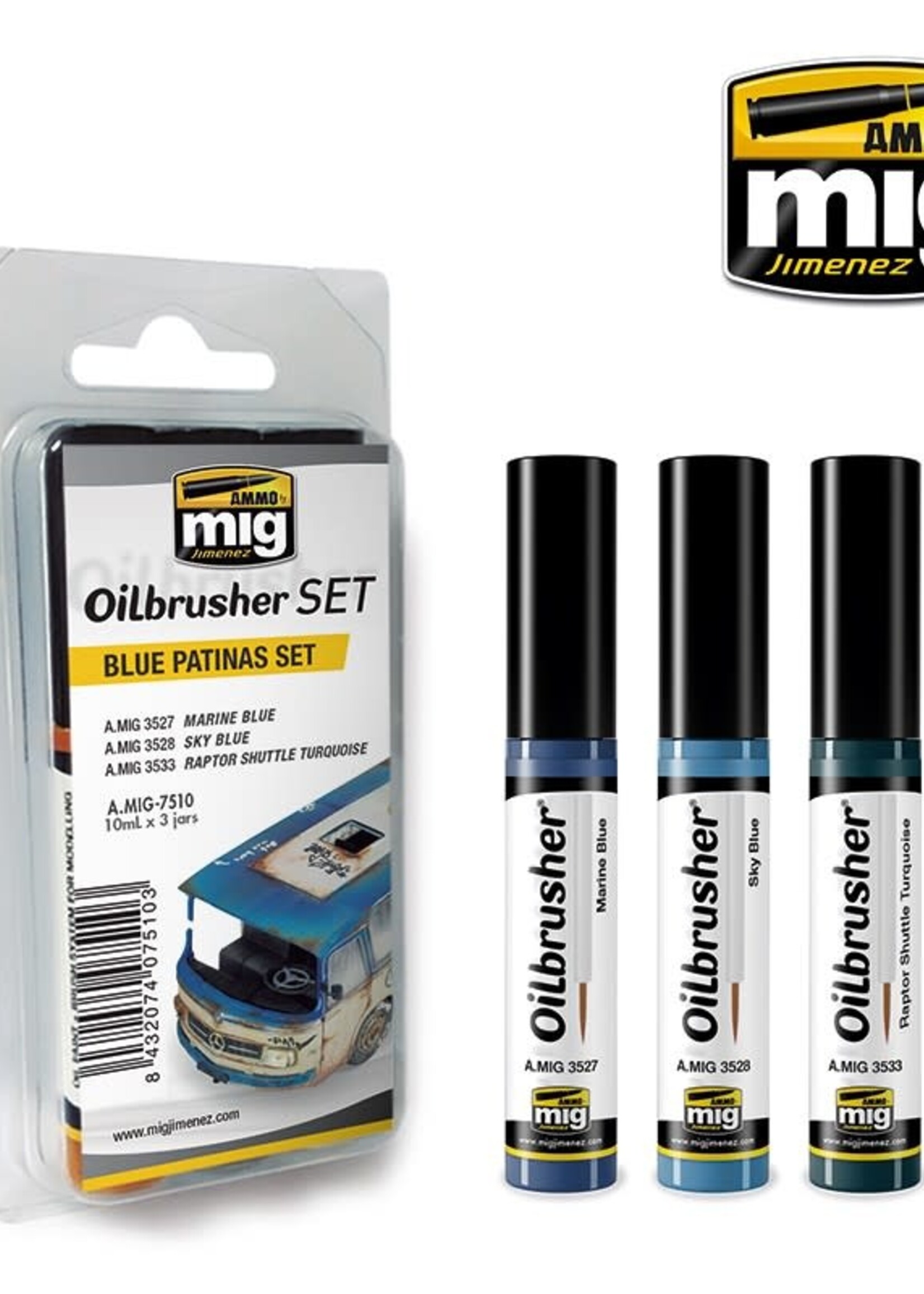 AMMO MIG AMMO MIG 7510 OILBRUSHER SET BLUE PATINAS 3 JARS 35 ML