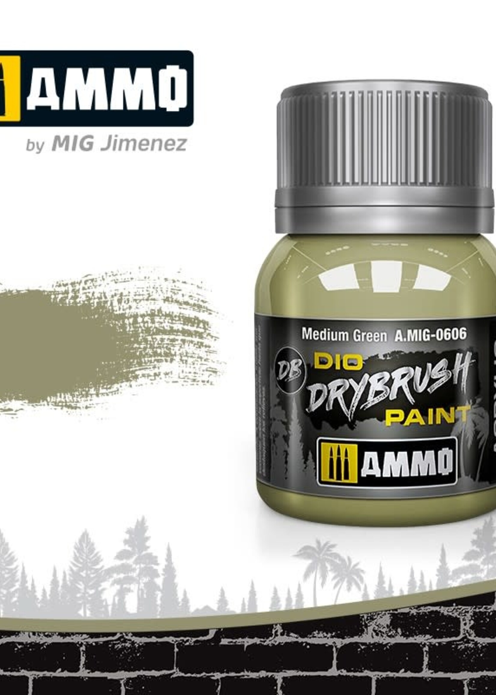 AMMO MIG AMMO MIG 0606 DRYBRUSH MEDIUM GREEN JAR 40ML