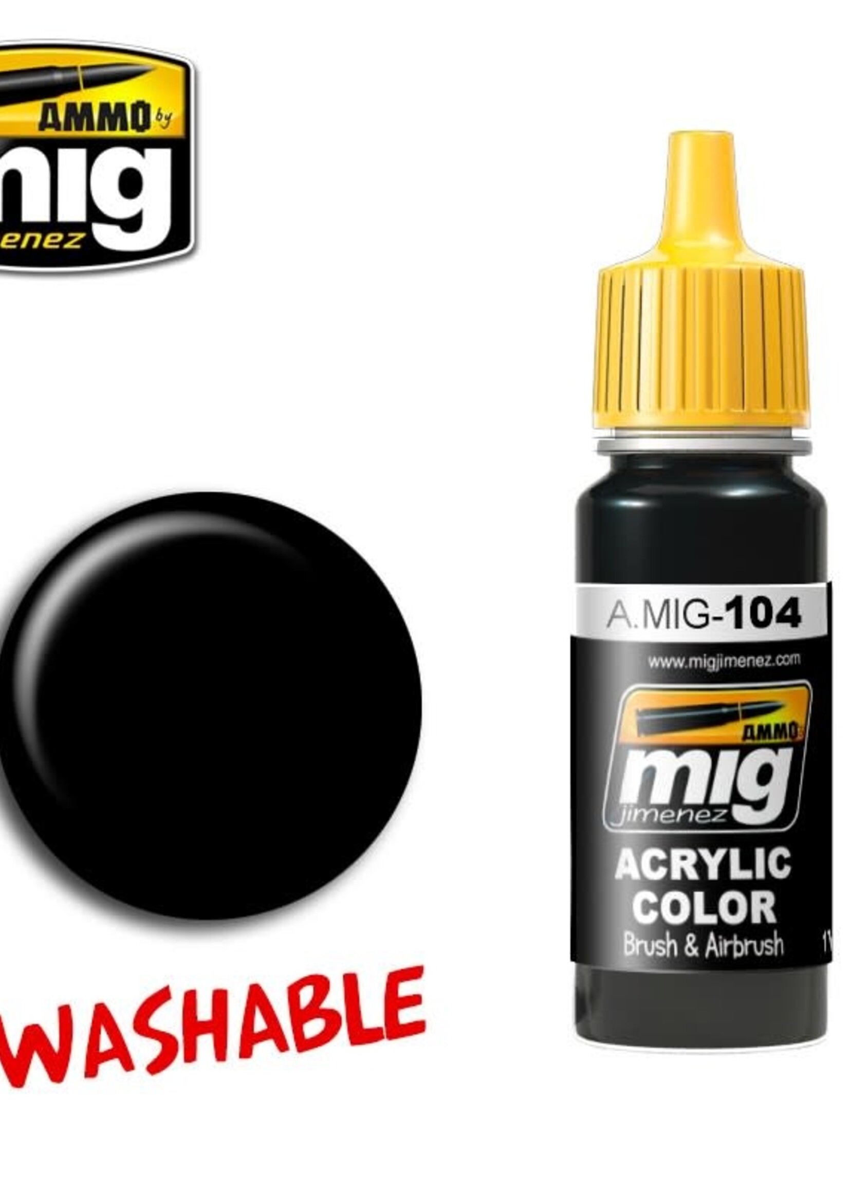 AMMO MIG AMMO MIG 0104 WASHABLE BLACK JAR 17ML