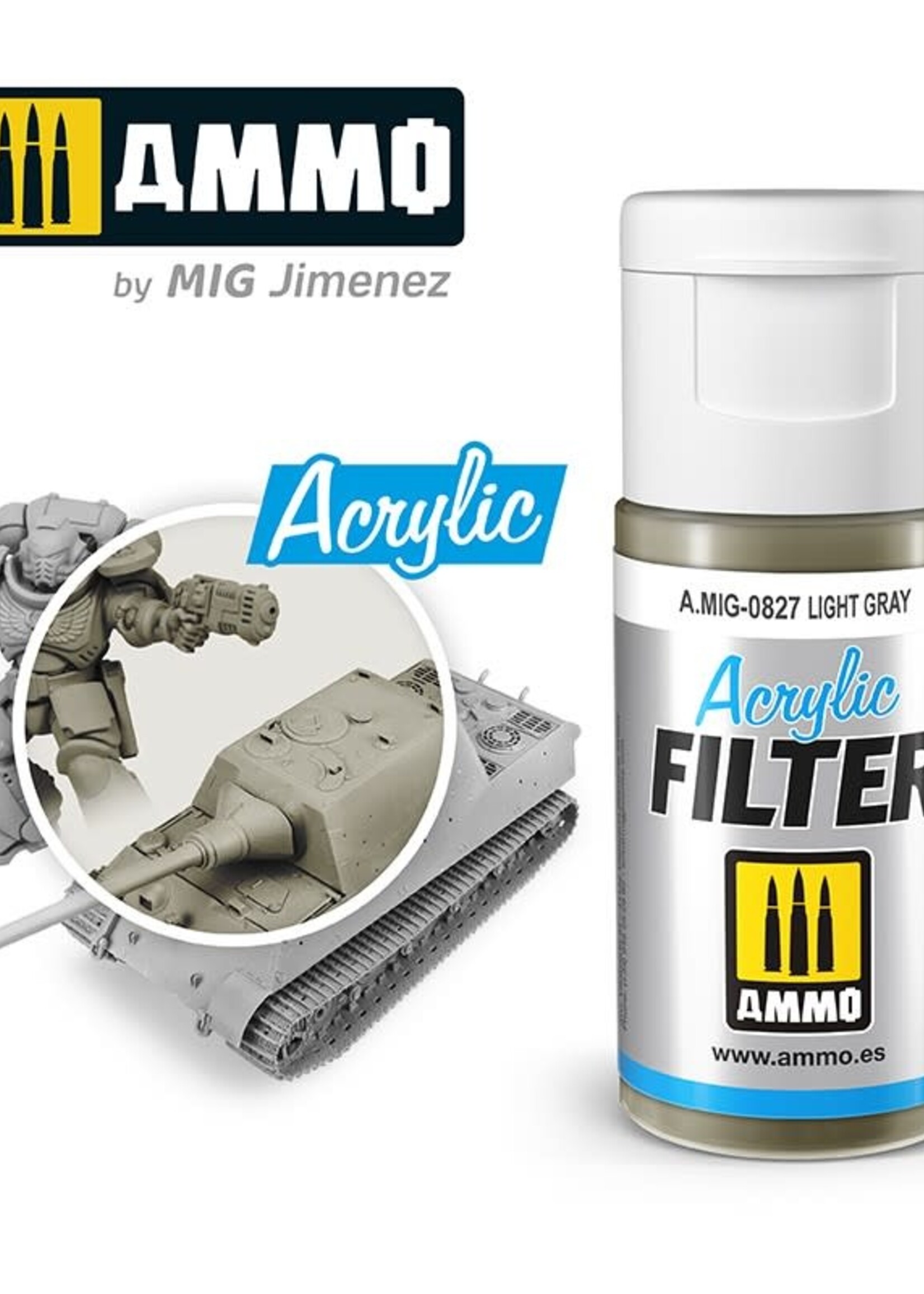 AMMO MIG AMMO MIG 0827 ACRYLIC FILTER LIGHT GRAY JAR 15 ML (5/21) *