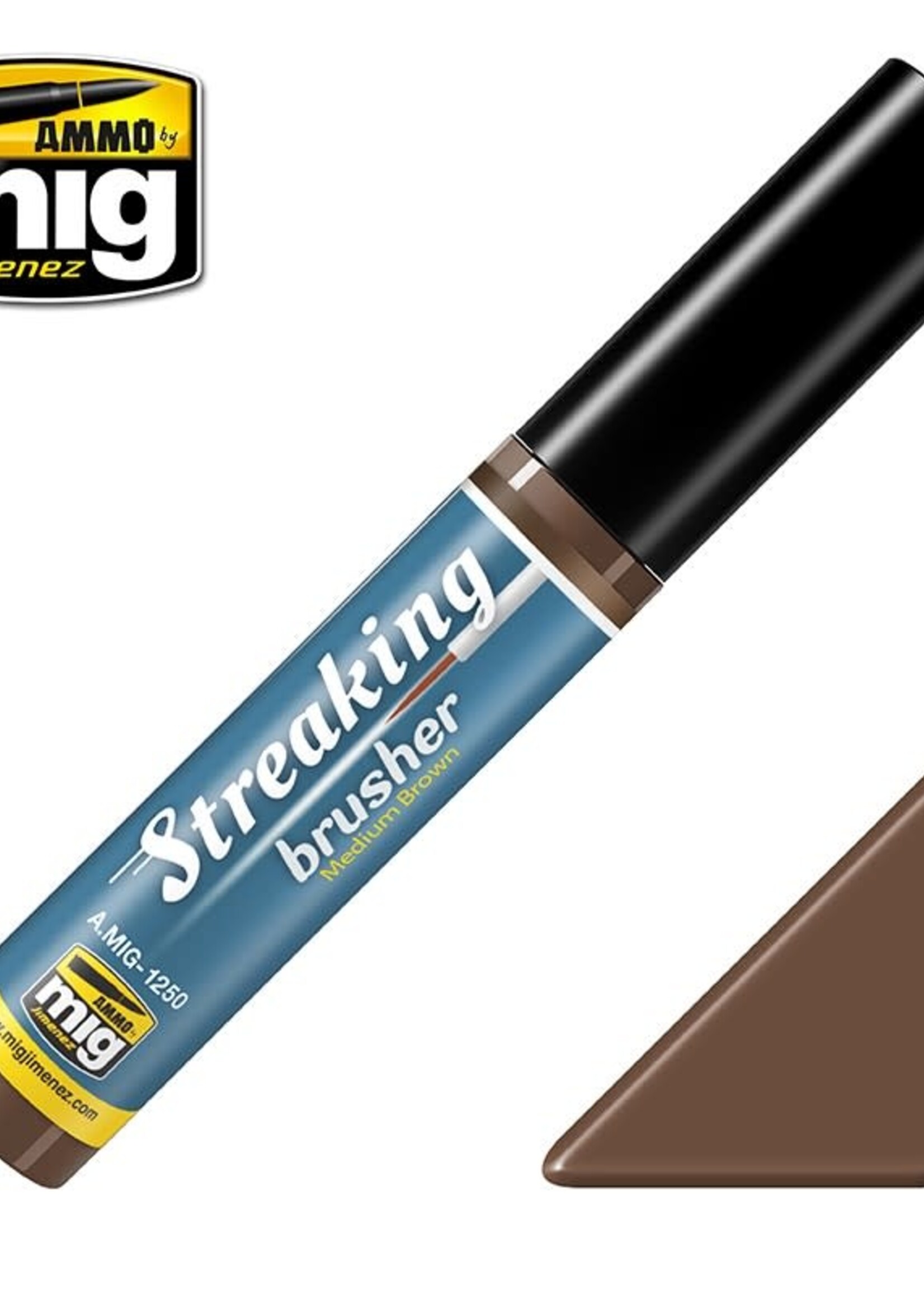 AMMO MIG AMMO MIG 1250 STREAKINGBRUSHER MEDIUM BROWN JAR 10 ML