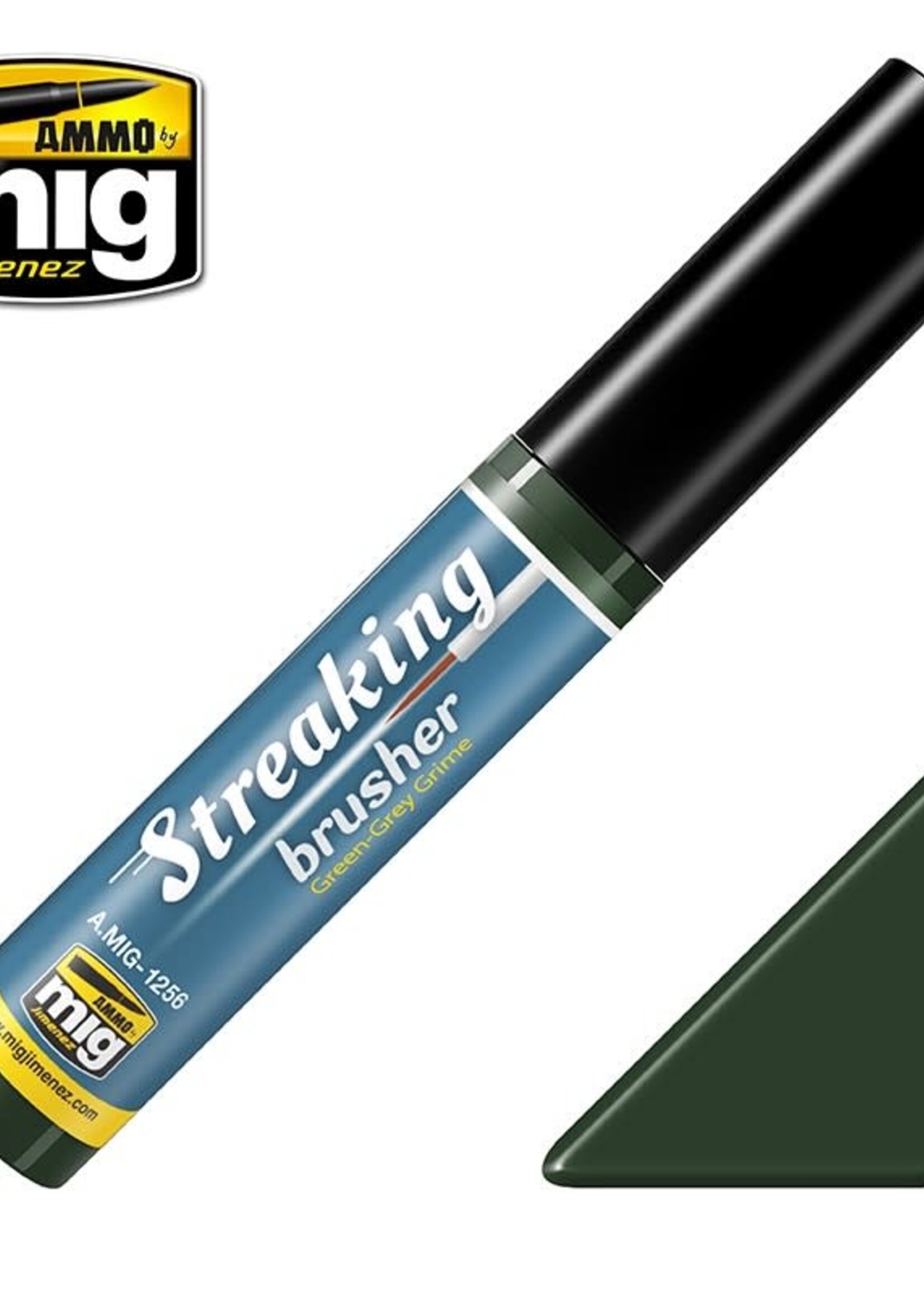 AMMO MIG AMMO MIG 1256 STREAKINGBRUSHER GREEN-GREY GRIME JAR 10 ML