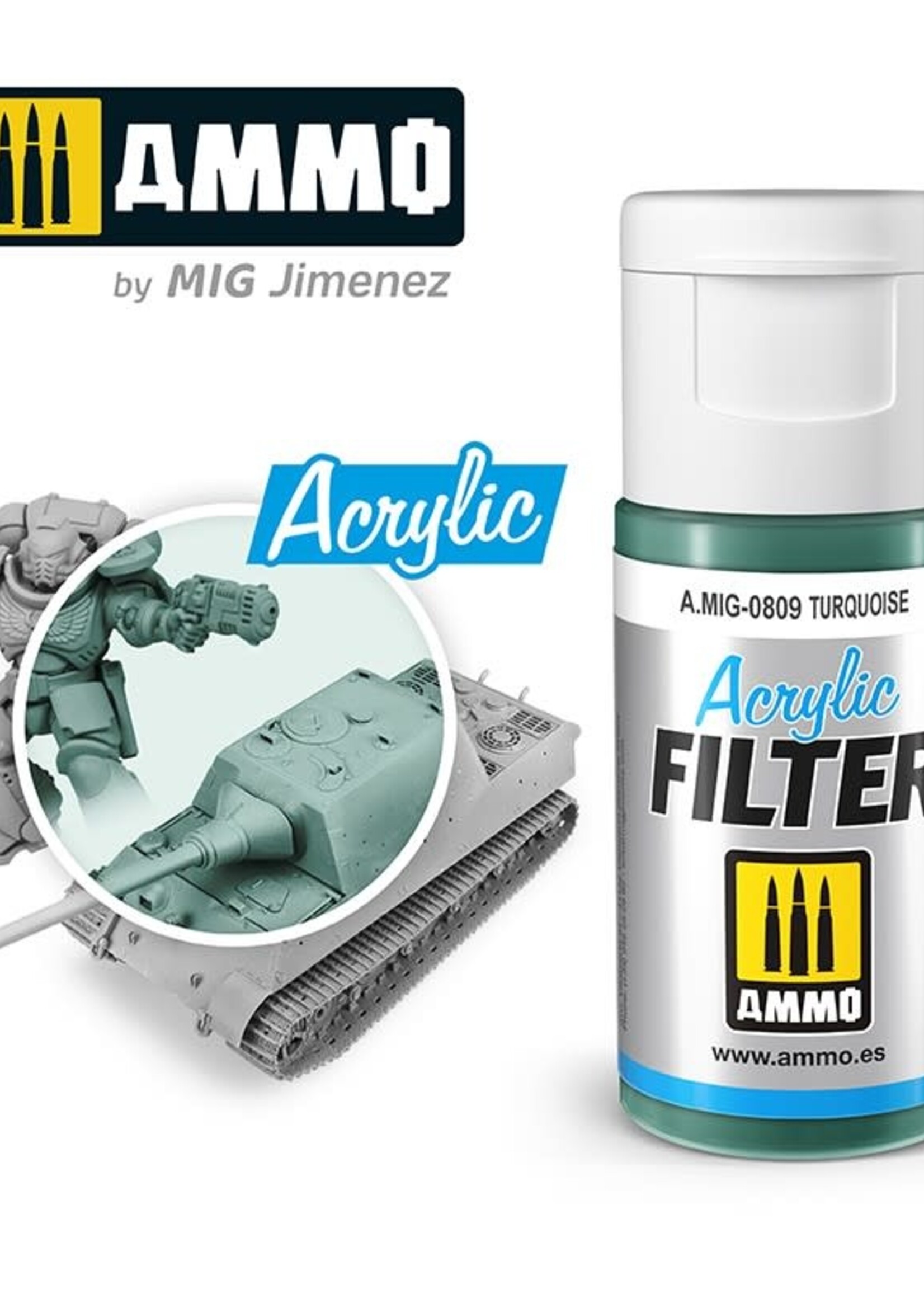 AMMO MIG AMMO MIG 0809 ACRYLIC FILTER TURQUOISE JAR 15 ML (5/21) *