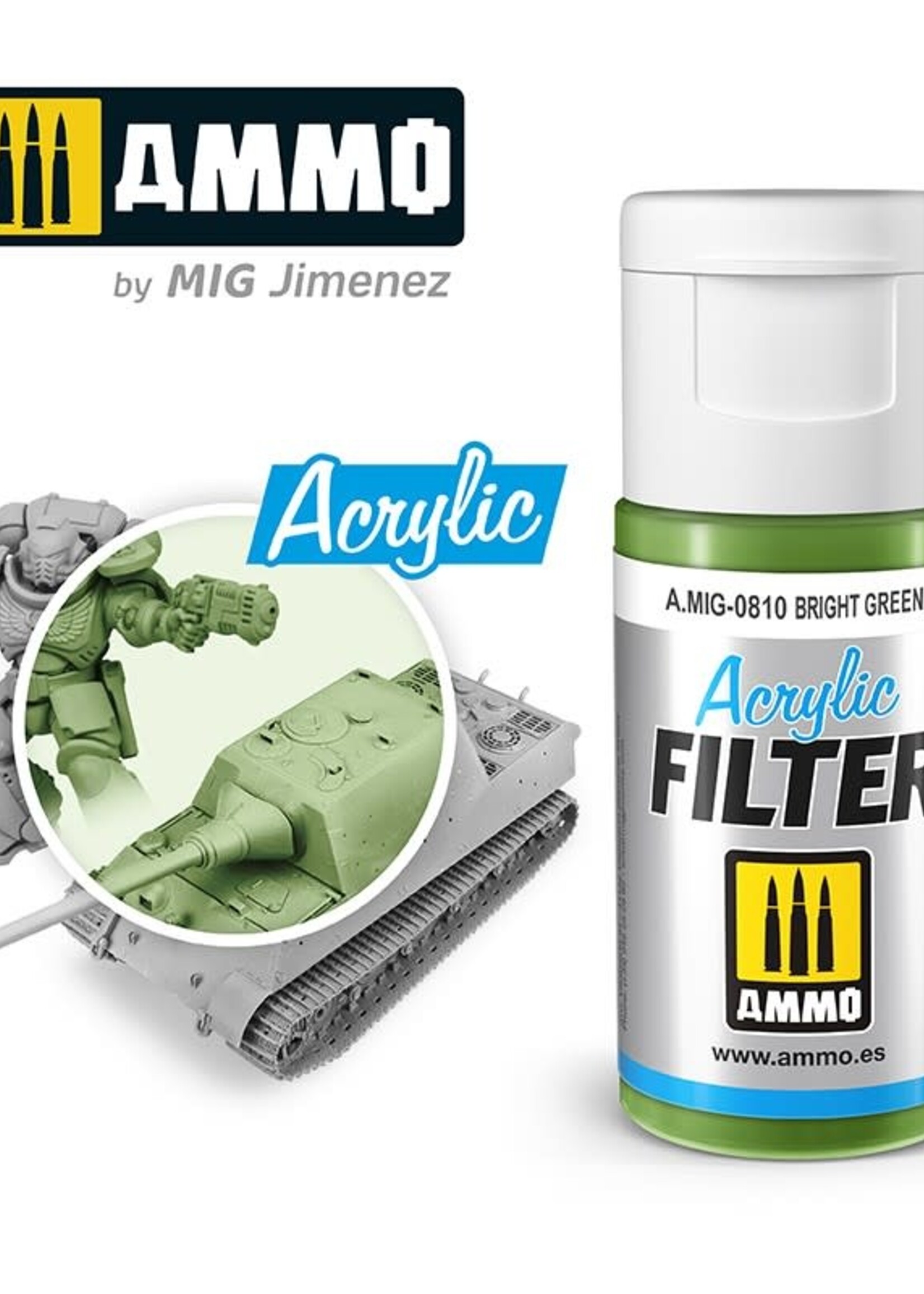 AMMO MIG AMMO MIG 0810 ACRYLIC FILTER BRIGHT GREEN JAR 15 ML (5/21) *