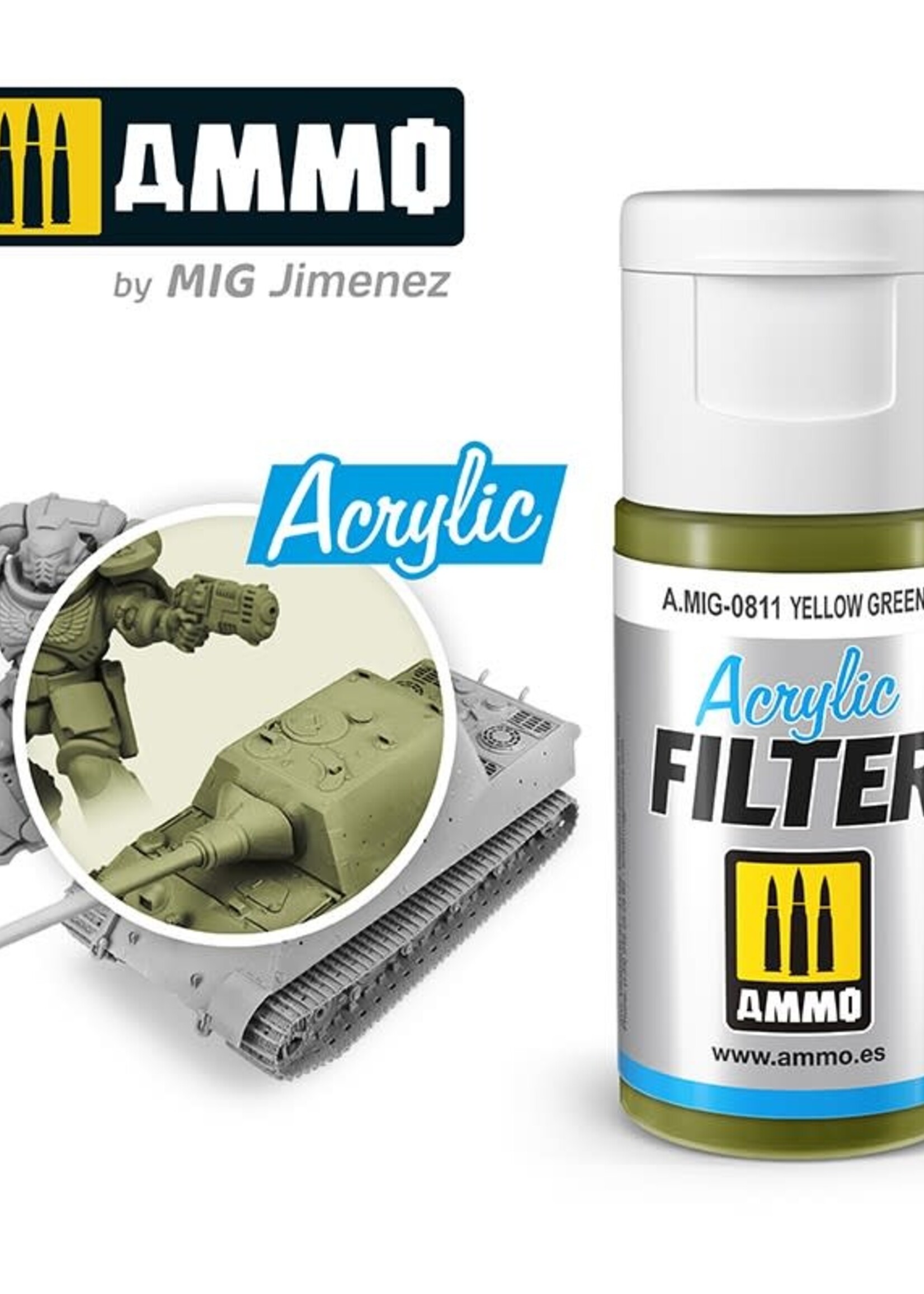 AMMO MIG AMMO MIG 0811 ACRYLIC FILTER YELLOW GREEN JAR 15 ML (5/21) *