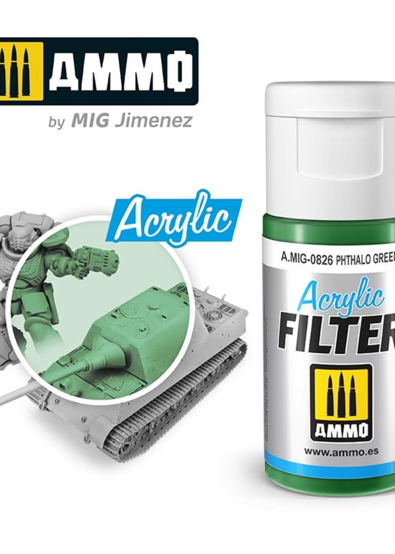 AMMO MIG AMMO MIG 0826 ACRYLIC FILTER PHTHALO JAR 15 ML (5/21) *