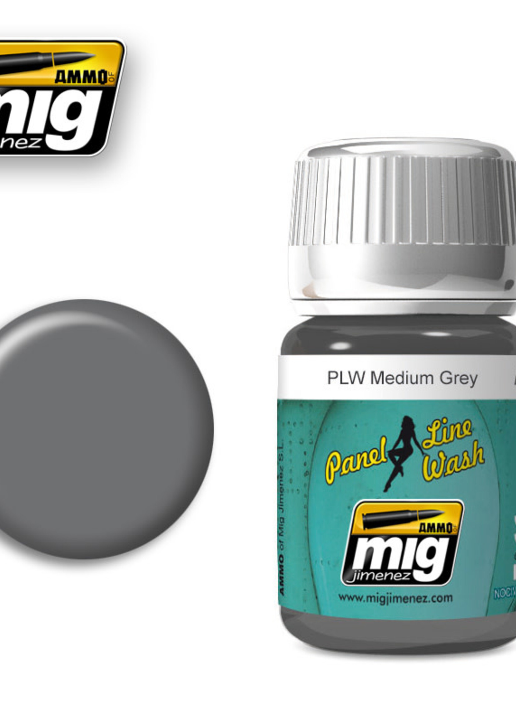 AMMO MIG AMMO MIG 1601 PANEL LINE WASH MEDIUM GREY JAR 35 ML